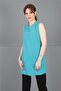 Zero Neck Sleeveless Blouse-Turquoise - 3001100 - 5