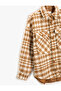 Oversize Tweed Shirt Jacket with Pockets and Buttons - 6