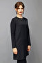 O-Neck Long Sleeve Blouse - Black