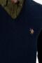 Men's Navy Blue V-Neck Sweater 50269006-Vr033 - 7
