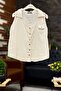 Collared pocketed board buttoned linen vest