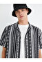 Summer Shirt Short Sleeve Turn-down Collar Ethnic Print Detailed