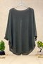 Mercerized Loose Blouse with Open Front Pocket - 2
