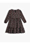 Dress Floral Long Sleeve Round Neck with Elastic Cuffs - 2