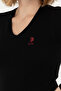 Women's Black Basic V-Neck Sweater 50269014-Vr046 - 7