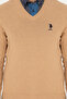 Men's Sand Melange V-Neck Sweater 50269002-Vr123 - 6