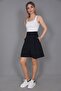 High Waist Pleated Shorts-Navy Blue - 5024100
