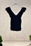 Sleeve Gathered Front Back V Neck Knitwear Undershirt