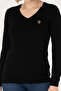 Women's Black V-Neck Basic Sweater 50269018-Vr046 - 6