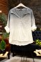 Batik Pattern Collared Half Buttoned Shirt