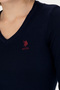 Women's Navy Blue V-Neck Basic Sweater 50269014 -Vr033 - 7