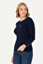 Women's Navy Blue Crew Neck Basic Sweater 50269010 -Vr033 - 3