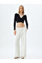 Polo Collar T-Shirt Crop Long Sleeve Ribbed - 2