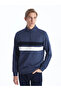 Lcwaikiki Classic Indigo Stand Collar Long Sleeve Color-Blocking Men's Sweatshirt