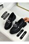 Black Leather (Fabio) Three Buckle Women's Loafer