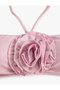 Strapless Bikini Top with Rose Applique Detail, Strap Detail and Padded - 2