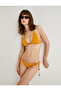 Shiny Triangle Bikini Top with Bead Detail - Thin Straps
