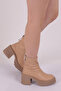 6452-2027 Women's Thick Sole Thick Heel Boots Beige Skin - 5