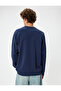 Crew Neck Sweatshirt Minimal Printed Basic Interlock Fabric Cotton Blend - 4