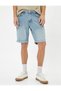 Slim Fit Denim Shorts Bermuda with Pocket Detail Cotton - 3