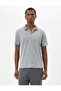 Polo T-Shirt Collar Detailed Buttoned Short Sleeve Textured - 3
