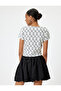 Bow T-Shirt Square Neck Short Sleeve Print Slim Fit - 4