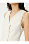 Blazer Vest Wrap Zipper Detailed V-Neck Fleto Pocket - 5