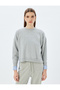 Oversize Sweatshirt Two Different Fabric Usage Crew Neck Long Sleeve - 3