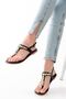 152-1110 Black Silver Jewelled Flip Flops Women's Sandals - 2
