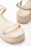 861-1027 Beige Wedge Heel Women's Sandals - 5