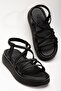 24413-841 Black Wedge Heel Women's Sandals - 5
