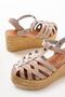 684-02 Beige Orthopedic Genuine Leather Wedge Women's Sandals - 2