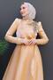Stone Organza Evening Dress Gold - 5