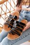 169-082 Black Orthopedic Genuine Leather Women's Slippers