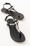 152-1110 Black Silver Jewelled Flip Flops Women's Sandals - 4