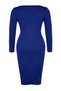 Cobalt Blue Square Neck Body-Fitting Knitwear Dress Tbbaw24Ah00005 - 7