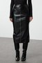 Black Zipper Detail Midi Faux Leather Woven Skirt Twoaw25Et00032 - 8