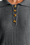 Anthracite Polo Neck Buttoned Comfortable Fit Rib Knitwear Dress Tctaw24Eb00025 - 5