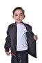Boy's Black College Collar Lined Water and Windproof Zippered Pocket Coat Jacket - 3