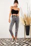 Lorenzo High Waist Gray Snow Mom Denim Pants Lycra Colorfast Gray Extra Comfortable Mom Jean