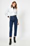 Women's Dark Blue Mom Jeans - 2