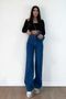Women's Loose Lycra Women's Blue Super High Waist Loose Leg Denim Jeans Palazzo Pants