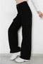 Alya Black Cargo Loose Back Pocketless Lycra Super High Waist Jean Trousers - 6
