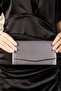 Women's Anthracite Satin Mini Box Shoulder Evening Bag - 4
