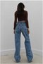 Carmen 90's Blue Lycra Super High Waist Loose Jean Trousers - 4