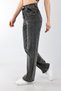 Cesy Lycra Women's Smoked Super High Waist Loose Leg Denim Jeans Loose Trousers - 3