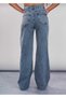 Hardy Medium Blue Snow Wash Lycra Super High Waist Loose Leg Denim Palazzo Pants - 4