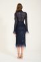 Engagement Dress Promise Dress Evening Dress Navy Blue Sequin Midi Length Feather Detailed Dress - 6