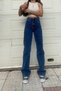 Women's Lycra Women's Dark Blue Super High Waist Loose Leg Denim Jeans Palazzo Pants