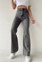 Smoked Snow Wash Women's Loose Lycra 90's Super High Loose Leg Denim Palazzo Trousers
